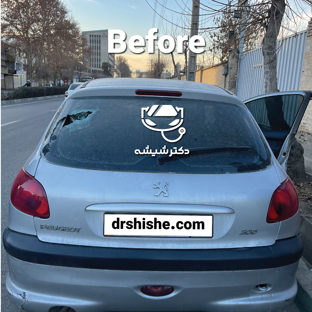 تعویض شیشه عقب پژو 206