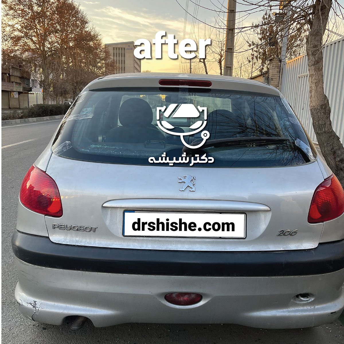 تعویض شیشه عقب پژو 206